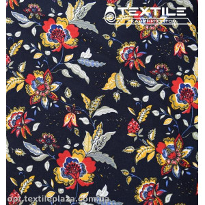 Штапель цветной 3823D17C2 цветы, черный