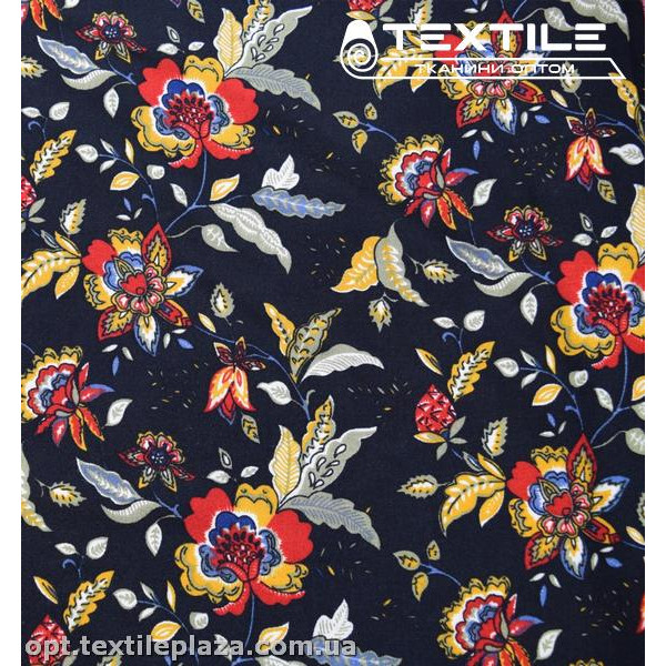 Штапель цветной 3823D17C2 цветы, черный